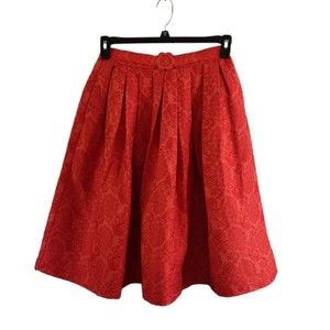 Banned Retro Florida Swing Skirt Womens Small Red Jacquard A-Line Flower